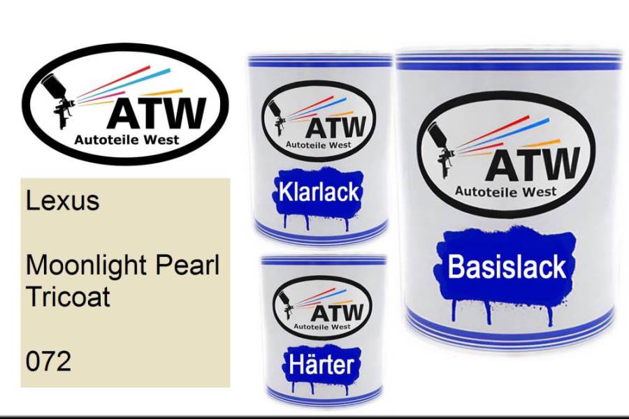 Lexus, Moonlight Pearl Tricoat, 072: 1L Lackdose + 1L Klarlack + 500ml Härter - Set, von ATW Autoteile West.